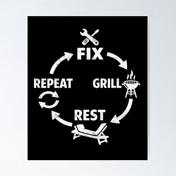 Item preview, Fix Grill Rest Repeat Dad Life Routine designed and sold by FreshVibe Prints.