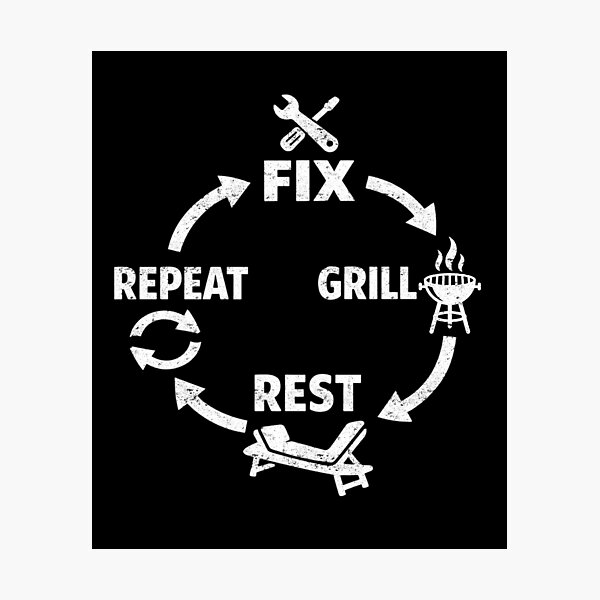 Item preview, Fix Grill Rest Repeat Dad Life Routine designed and sold by FreshVibe Prints.