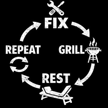 Artwork thumbnail, Fix Grill Rest Repeat Dad Life Routine by FreshVibe Prints