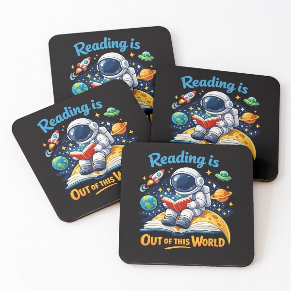 Item preview, Reading Is Out of This World – Cute Astronaut Reading Book Space Illustration designed and sold by FrameFlow.
