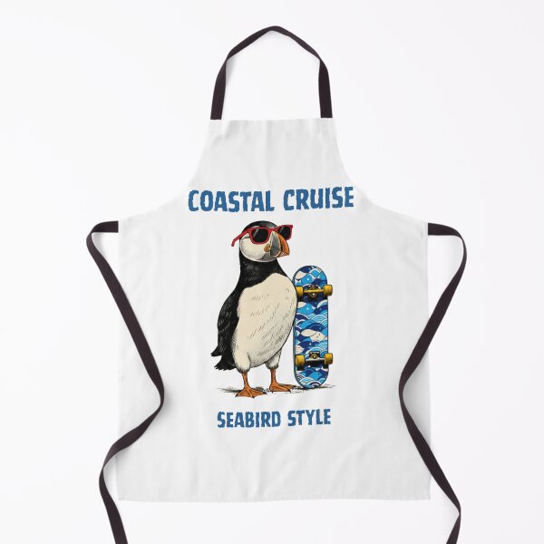 Item preview, Coastal Cruise Puffin Skateboard Seabird Style Funny Bird Design designed and sold by LittleLoopArt.
