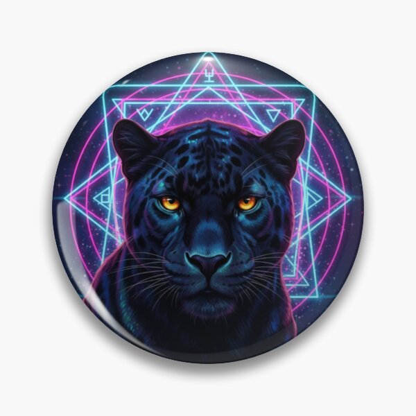 Item preview, Cosmic Panther – Mystical Neon Guardian designed and sold by Dogandesighn.