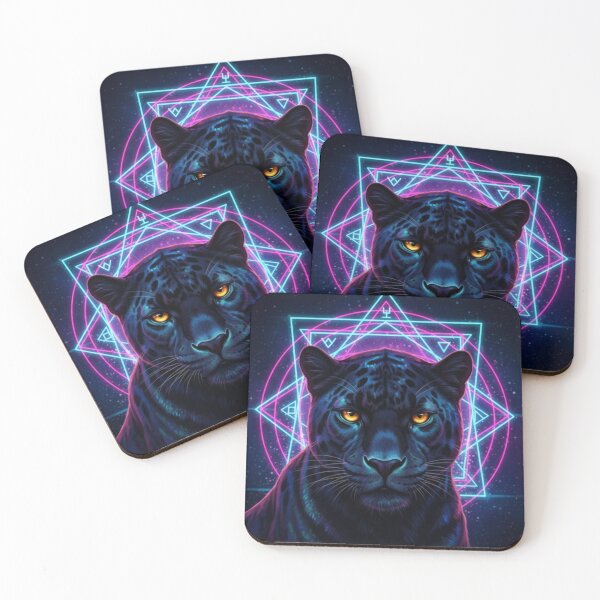Item preview, Cosmic Panther – Mystical Neon Guardian designed and sold by Dogandesighn.