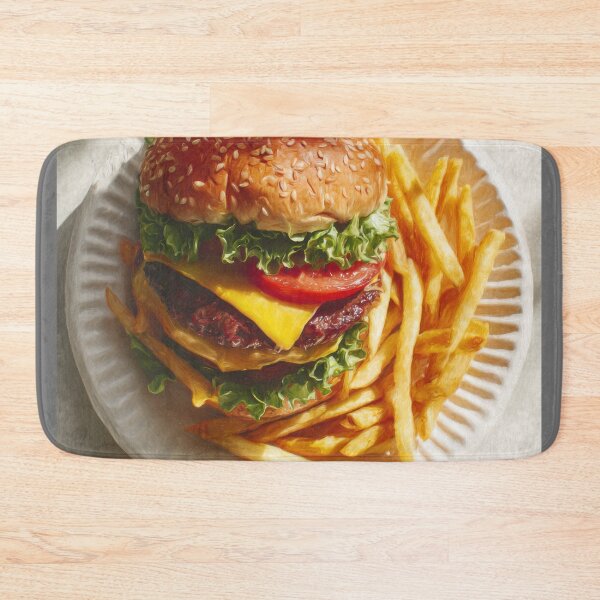 Item preview, Classic Cheeseburger with Fries on a Paper Plate designed and sold by Shannon Hilson.