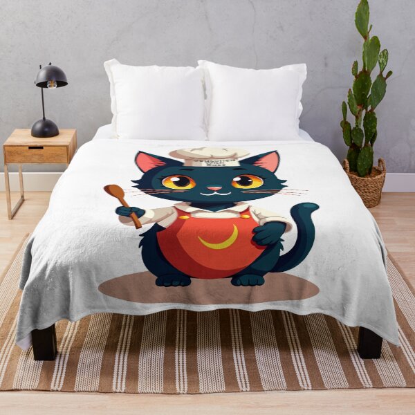 Item preview, Black Cat Chef Holding Spoon Illustration designed and sold by Black Cat Merch Company.