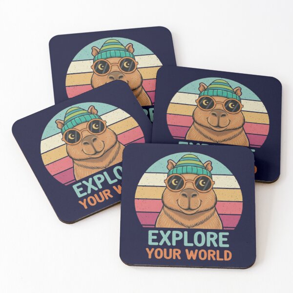 Item preview, Explore Your World – Retro Capybara Adventure designed and sold by Dogandesighn.
