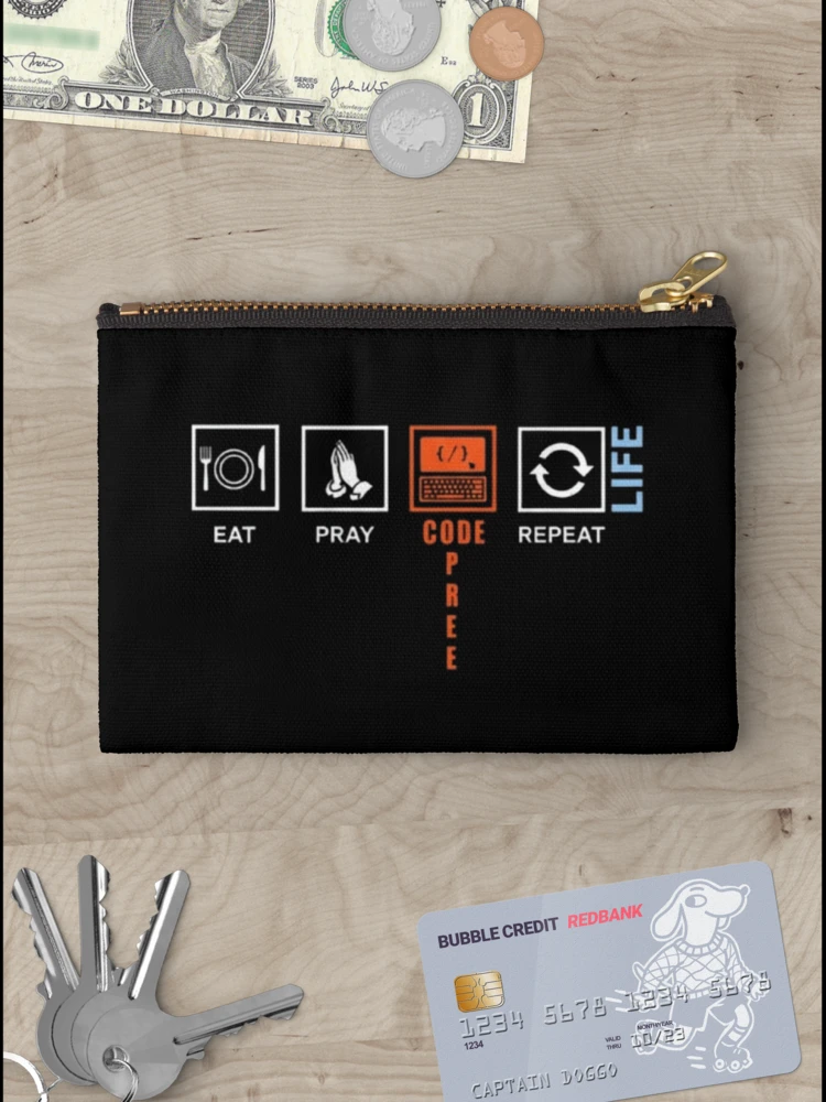 Thumbnail 3 of 4, Zipper Pouch, Eat Pray Code Repeat – Programmer Routine designed and sold by Dogandesighn.