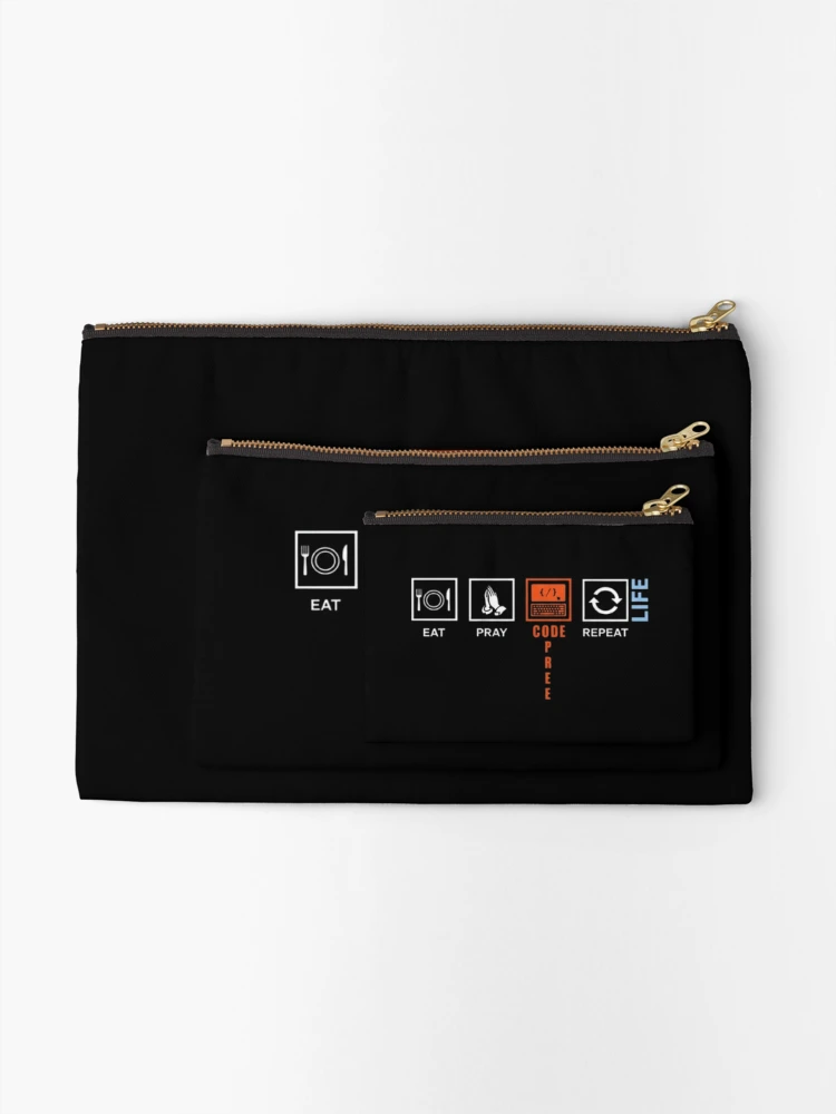 Thumbnail 2 of 4, Zipper Pouch, Eat Pray Code Repeat – Programmer Routine designed and sold by Dogandesighn.