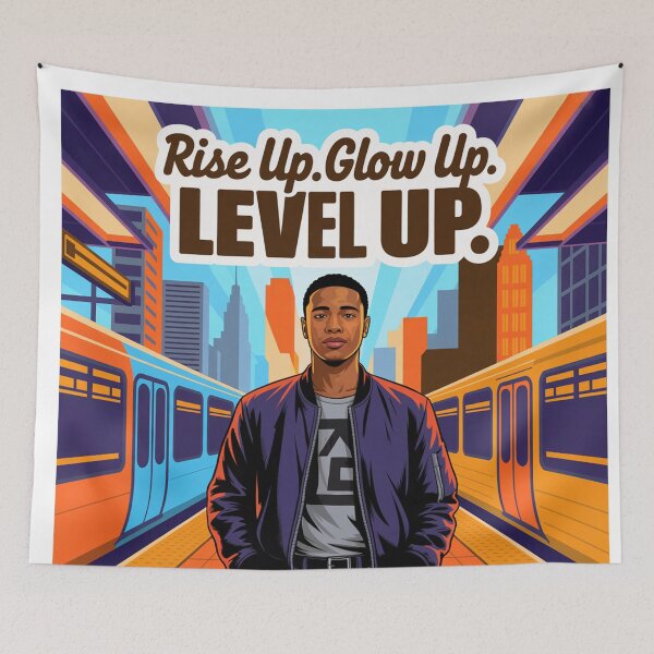 Item preview, Rise Up Glow Up Level Up T-Shirt | Faith & Flow Apparel | Motivational Christian Streetwear | Positive Mindset Tee for Youth designed and sold by YoungWorldCo.
