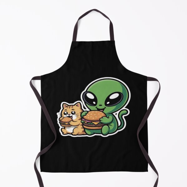 Item preview, Alien & Cat Eating Burger - Cute Food Pun Art designed and sold by DailySparks.