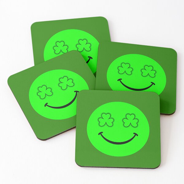Item preview, Green Smiley Shamrock Eyes Padraig St Patricks designed and sold by The Sticker Bureau.
