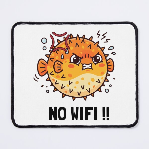 Item preview, No Wifi Angry Pufferfish Funny Tech Struggle designed and sold by RelingStudio.