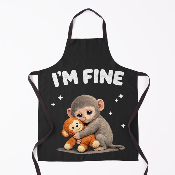 Item preview, I'm Fine Cute Baby Punch Monkey Hugging Stuffed Plush designed and sold by FreshVibe Prints.