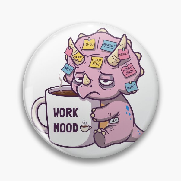 Item preview, Cute Grumpy Triceratops Work Mood Coffee Dinosaur (Pink) designed and sold by RelingStudio.