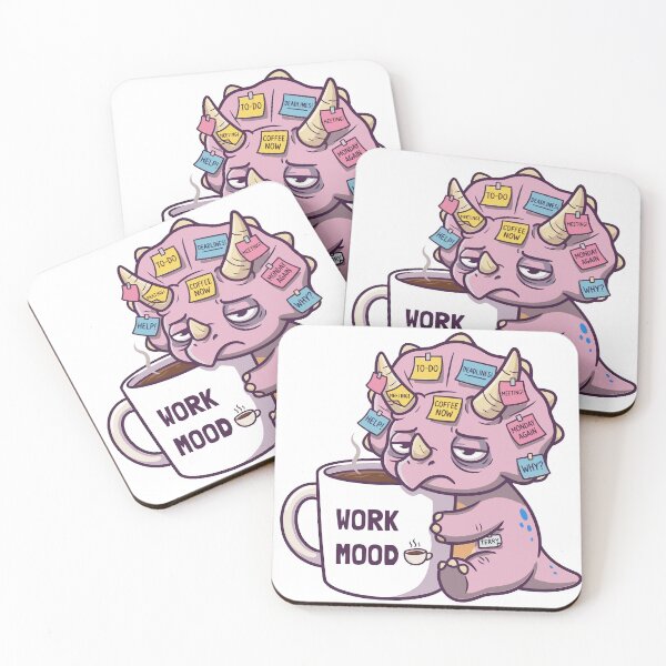 Item preview, Cute Grumpy Triceratops Work Mood Coffee Dinosaur (Pink) designed and sold by RelingStudio.