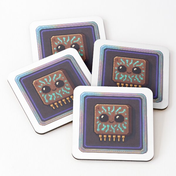 Item preview, Vibrant pixel art microchip with glowing circuitry and face designed and sold by Creative88Art.