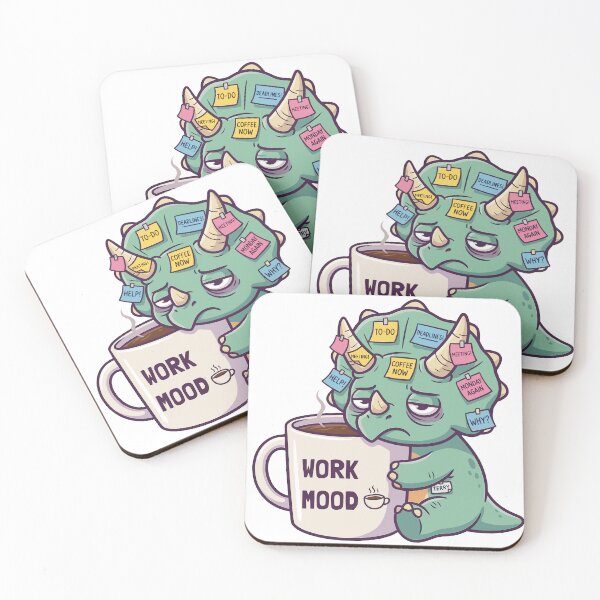 Item preview, Cute Grumpy Triceratops Work Mood Coffee Dinosaur designed and sold by RelingStudio.