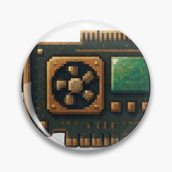 Item preview, Golden computer graphics card with green screen and fan designed and sold by Creative88Art.