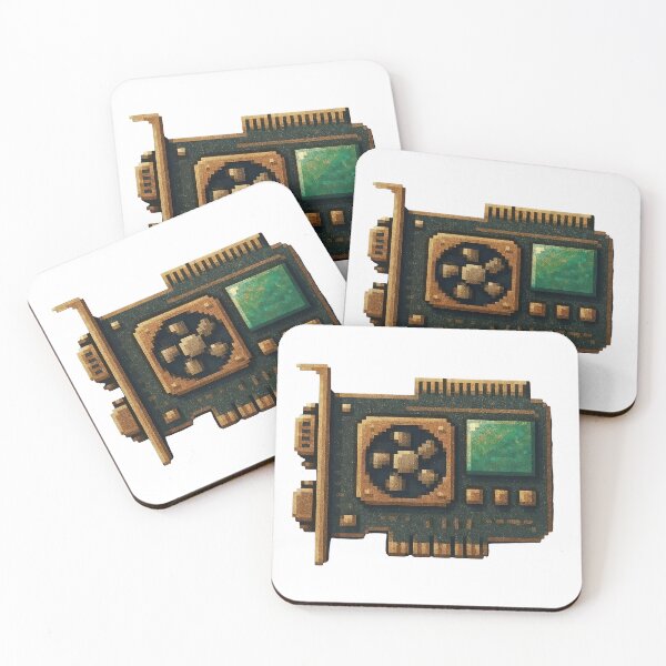 Item preview, Golden computer graphics card with green screen and fan designed and sold by Creative88Art.