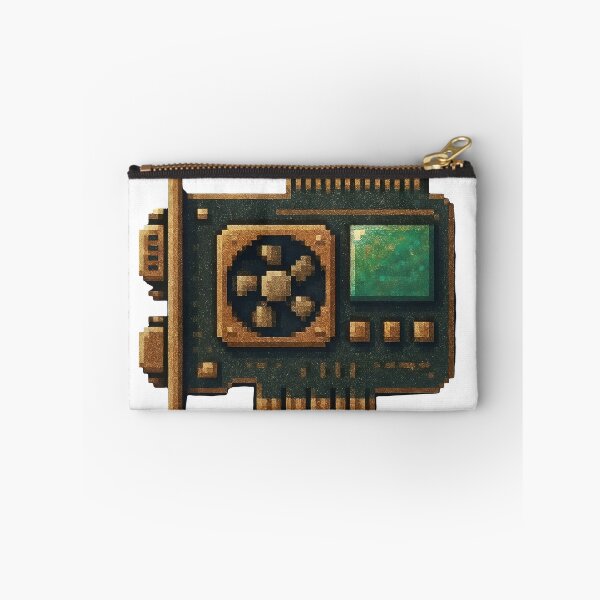 Item preview, Golden computer graphics card with green screen and fan designed and sold by Creative88Art.