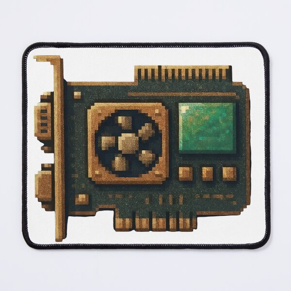 Item preview, Golden computer graphics card with green screen and fan designed and sold by Creative88Art.