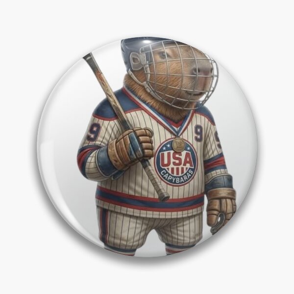 Item preview, Realistic USA Capybara Hockey Player #9 – Patriotic Capybara in Ice Hockey Gear with Skates designed and sold by HubCreates.