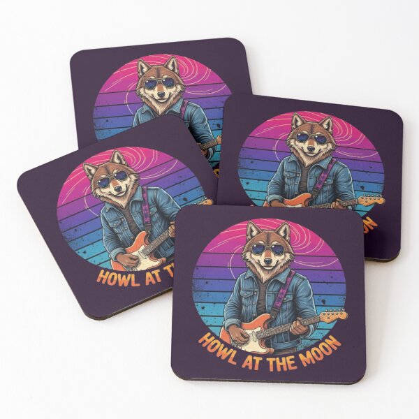 Item preview, Howl at the Moon – Retro Wolf Guitar Design designed and sold by Dogandesighn.