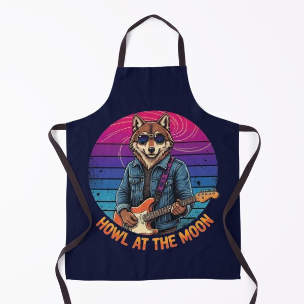 Item preview, Howl at the Moon – Retro Wolf Guitar Design designed and sold by Dogandesighn.