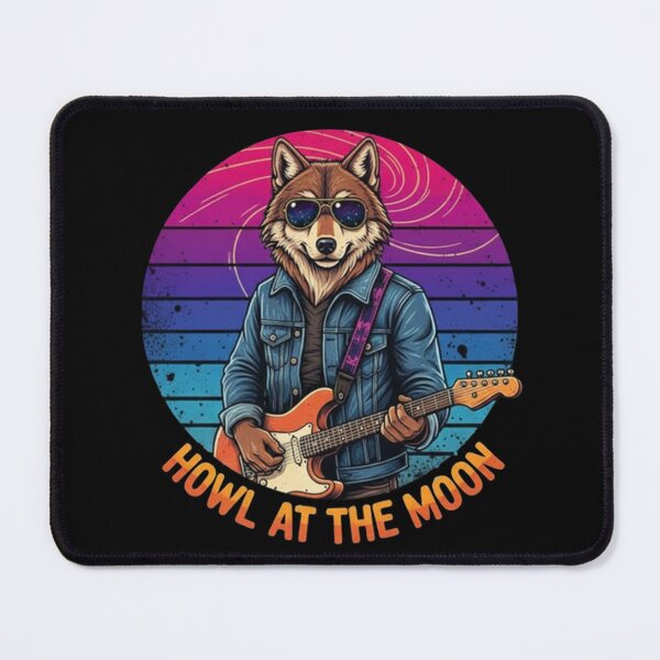 Item preview, Howl at the Moon – Retro Wolf Guitar Design designed and sold by Dogandesighn.