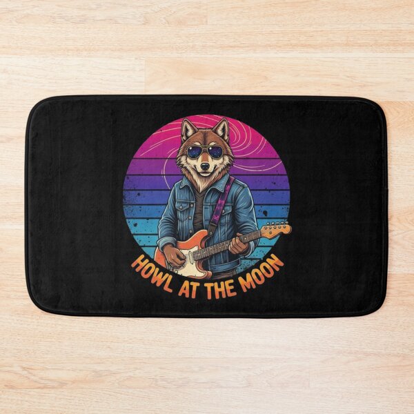 Item preview, Howl at the Moon – Retro Wolf Guitar Design designed and sold by Dogandesighn.