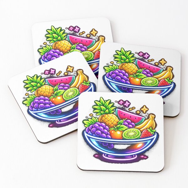 Item preview, neon tropical fruit bowl designed and sold by hiperdinotees.