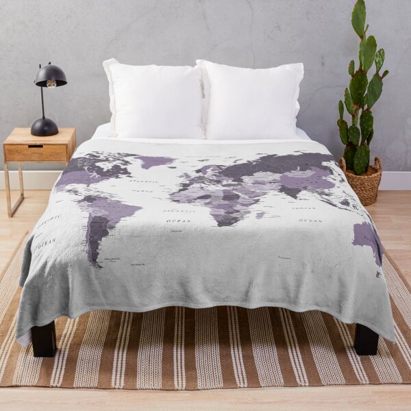 Item preview, World Map in Purple and Lilac designed and sold by UrbanEpiphany.