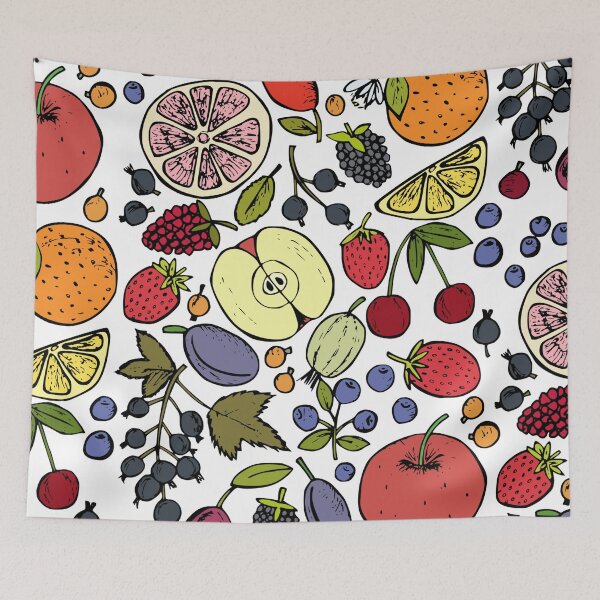 Item preview, Colorful Retro Fruits Spread on White designed and sold by AnimaliaStar.