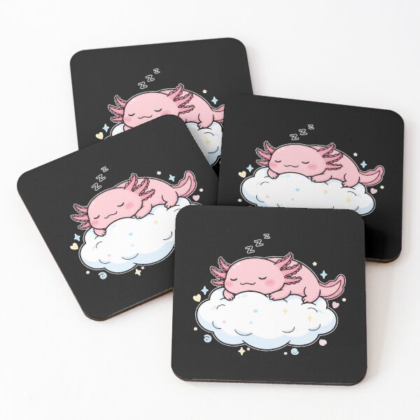Item preview, Kawaii Doodle Smiling Axolotl Sleeping on Cloud designed and sold by NatureUnleashed.