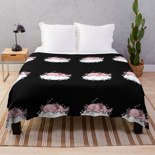 Item preview, Kawaii Doodle Smiling Axolotl Sleeping on Cloud designed and sold by NatureUnleashed.