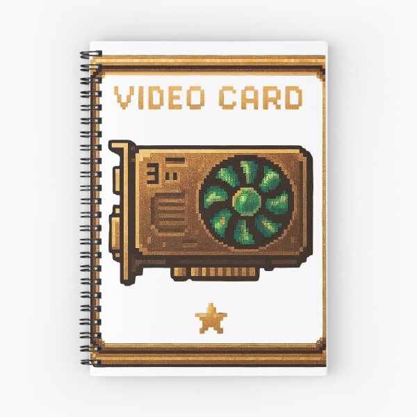 Item preview, Golden pixel art video card with green fan and star designed and sold by Creative88Art.