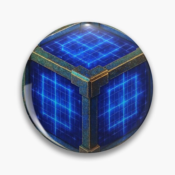 Item preview, Glowing blue cube with metallic frame and grid pattern designed and sold by Creative88Art.