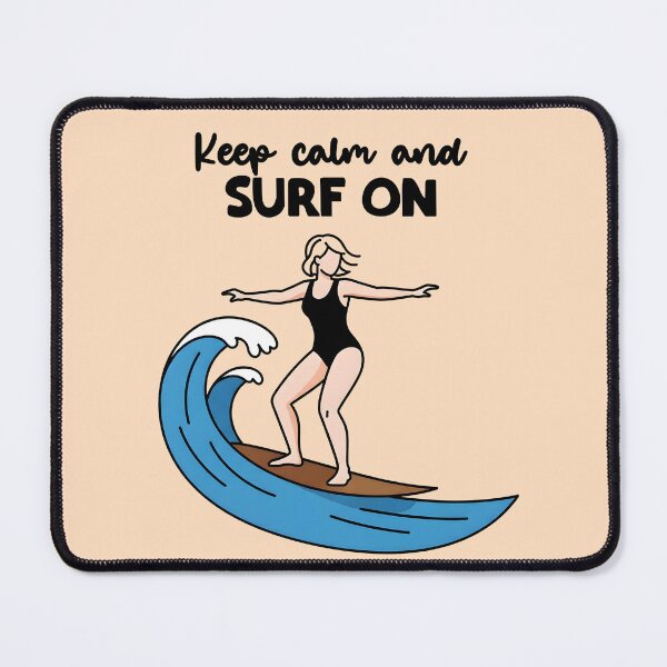 Item preview, Keep Calm and Surf On – Surfer Girl Riding a Wave designed and sold by Sea Gem.