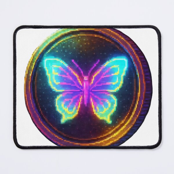Item preview, Vibrant neon butterfly emblem with colorful pixelated design designed and sold by Creative88Art.
