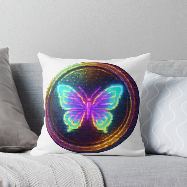 Item preview, Vibrant neon butterfly emblem with colorful pixelated design designed and sold by Creative88Art.