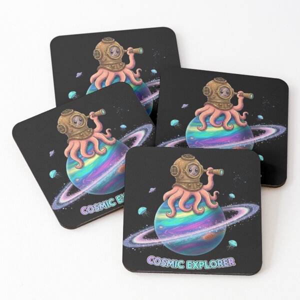 Item preview, Cosmic Explorer Octopus on a Ringed Planet – Cute Space Illustration designed and sold by Dogandesighn.