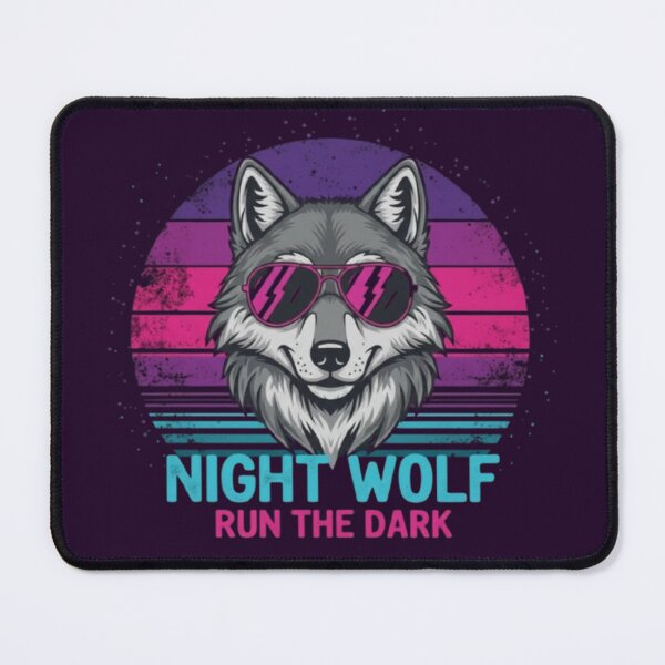 Item preview, Night Wolf Run the Dark Synthwave Design designed and sold by Dogandesighn.