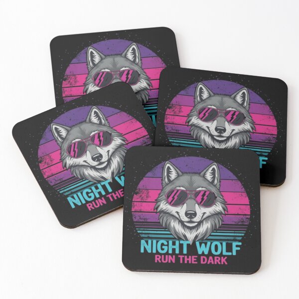 Item preview, Night Wolf Run the Dark Synthwave Design designed and sold by Dogandesighn.