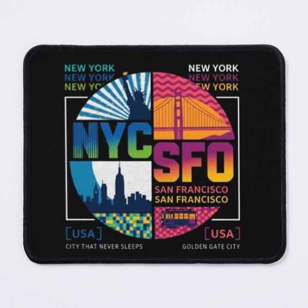 Item preview, NYC vs SFO – Retro Cityscape Travel Illustration USA designed and sold by Dogandesighn.