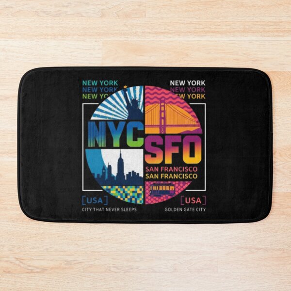 Item preview, NYC vs SFO – Retro Cityscape Travel Illustration USA designed and sold by Dogandesighn.