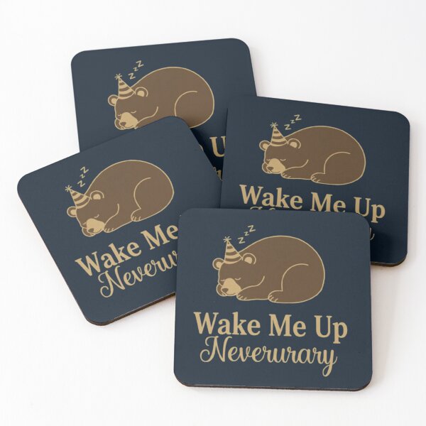 Item preview, Wake Me Up Neveruary – Cute Sleeping Bear Funny Quote Illustration designed and sold by Dogandesighn.