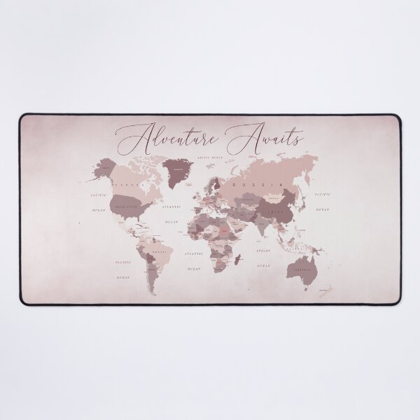 Item preview, Adventure Awaits World Map in Blush Pink and Cranberry designed and sold by UrbanEpiphany.