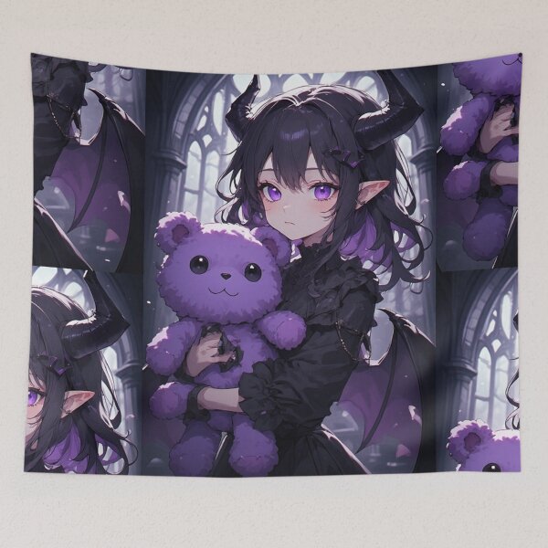 Item preview, Gothic demon girl and teddy bear designed and sold by ArtsJulian.