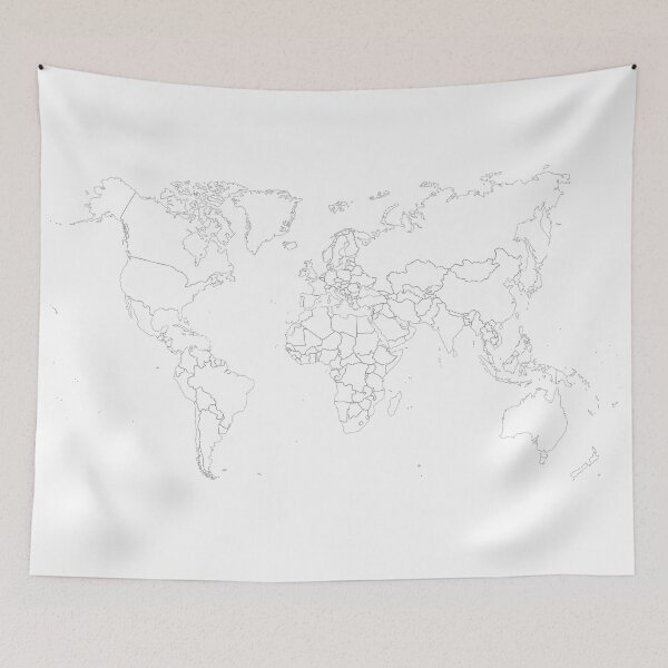 Item preview, Minimalist World Map Black Outlines designed and sold by UrbanEpiphany.