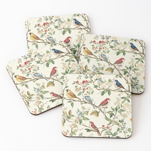 Item preview, Colorful Birds on Flowering Branches designed and sold by TheBohemianLark.